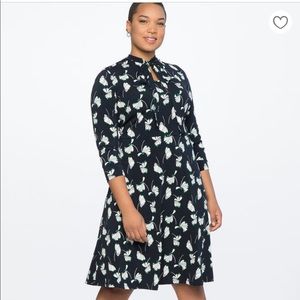 Eloquii Tie Neck Midi Dress